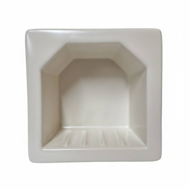 SereneDrains Porcelain Recessed Soap Dish Biscuit Matte 7x7 Hotel Holder