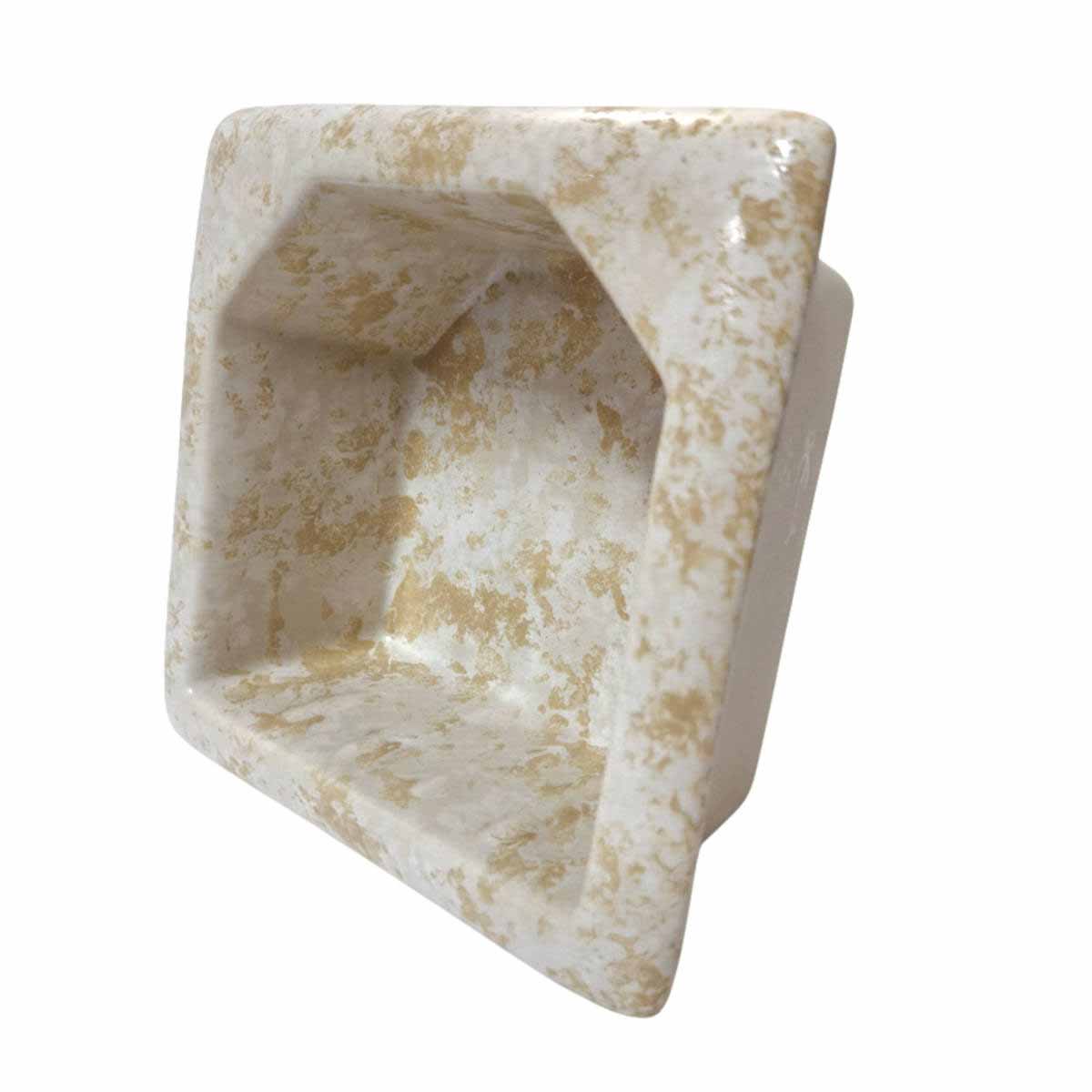 SereneDrains Porcelain Recessed Soap Dish Stone 6.5x6.5 Hotel Holder Shower Wall Mount Tray