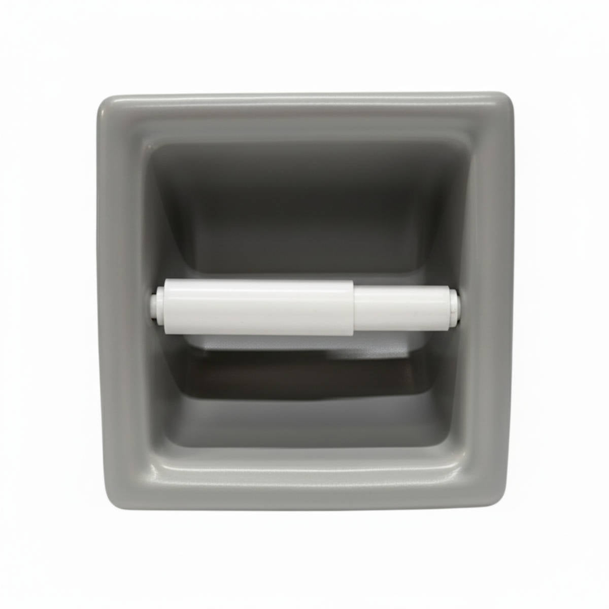 SereneDrains Ceramic Recessed Toilet Extended Paper Holder Gray Matte