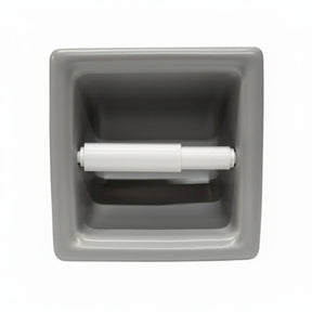 SereneDrains ceramic recessed toilet paper holder in Gray Matte Finish