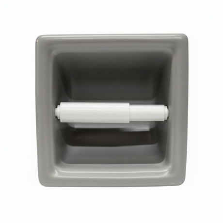 SereneDrains Ceramic Recessed Toilet Extended Paper Holder Gray Matte