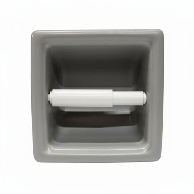 SereneDrains Ceramic Recessed Toilet Extended Paper Holder Gray Matte