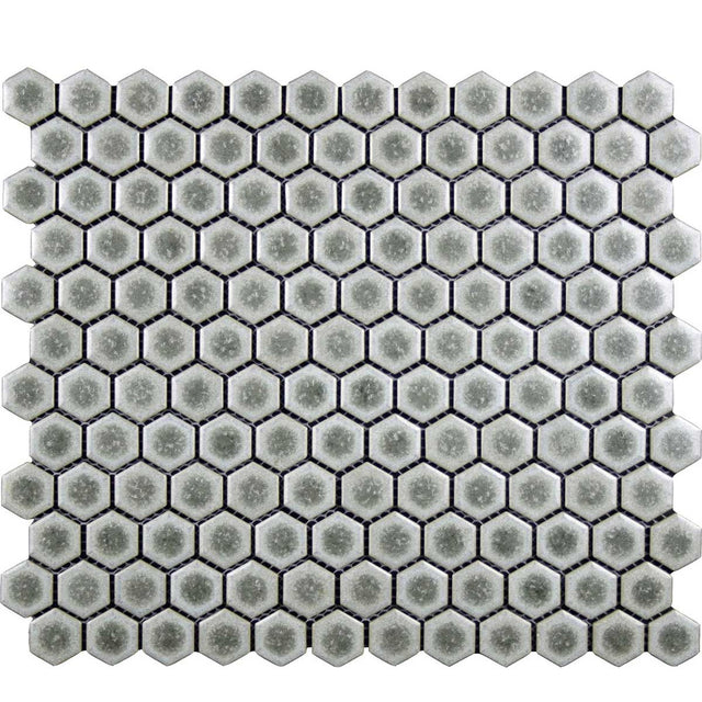 Porcelain Mosaic Tile Hexagons - Sage Green