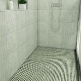 Shower with tiled walls Hexagon Porcelain Mosaic Tile - Sage Green