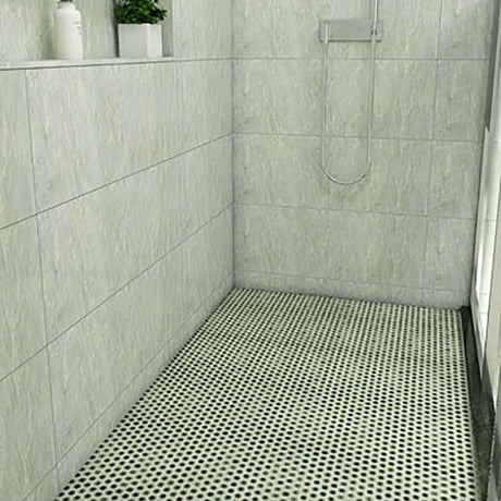 Shower with tiled walls Hexagon Porcelain Mosaic Tile - Sage Green
