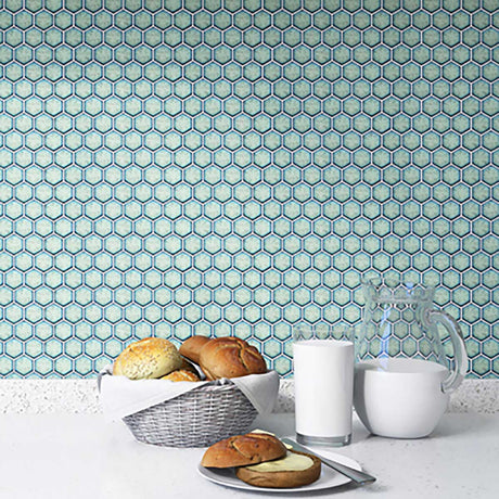 Porcelain Mosaic Tile Hexagon - Mint Rose