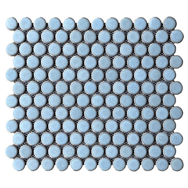 Penny Round Porcelain Mosaic Tile Deep Indigo - Shower & Backsplash