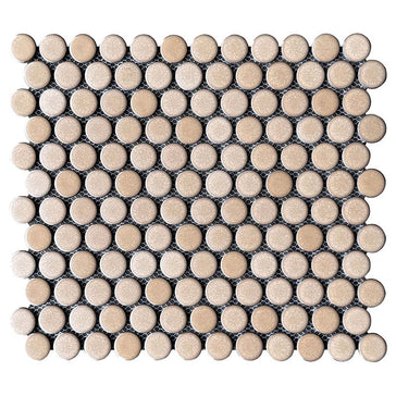 Penny Round Porcelain Mosaic Tile Creme Brulee - Shower & Backsplash