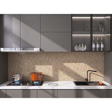 Penny Round Porcelain Mosaic Tile Creme Brulee - Shower & Backsplash