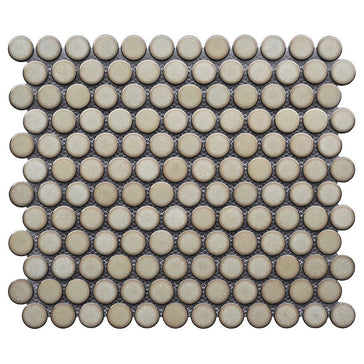 Penny Round Porcelain Mosaic Tile Spiced Matcha - Shower Tile