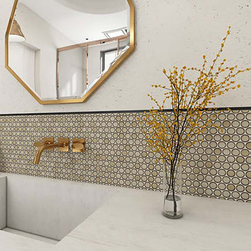 Penny Round Porcelain Mosaic Tile Spiced Matcha - Shower Tile