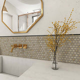 Penny Round Porcelain Mosaic Tile Spiced Matcha - Shower Tile