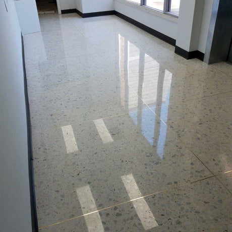 Professional marble floor restoration with Cheetah polishing pads