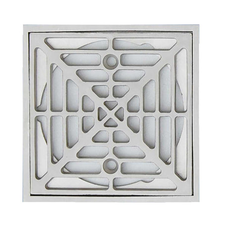 Steel cast square shower drain in brushed nickel for curbless tile showers