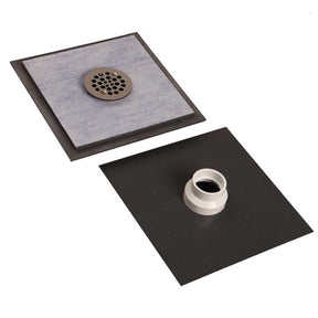 ClearPath curbless shower drain plate with integrated PVC drain assembly