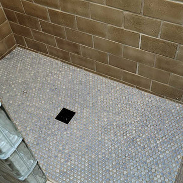 CODA the Shower Drain Relocator cut off sketch with product detail