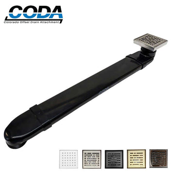 CODA the Shower Drain Relocator with SerneDrains Broken Lane Brushed Nickel