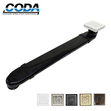 CODA the Shower Drain Relocator with SerneDrains Traditional Square Matte white