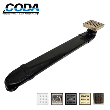 CODA the Shower Drain Relocator with SerneDrains Broken Lane Satin Gold
