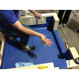 Custom cut shower pan membrane for residential bathroom remodels