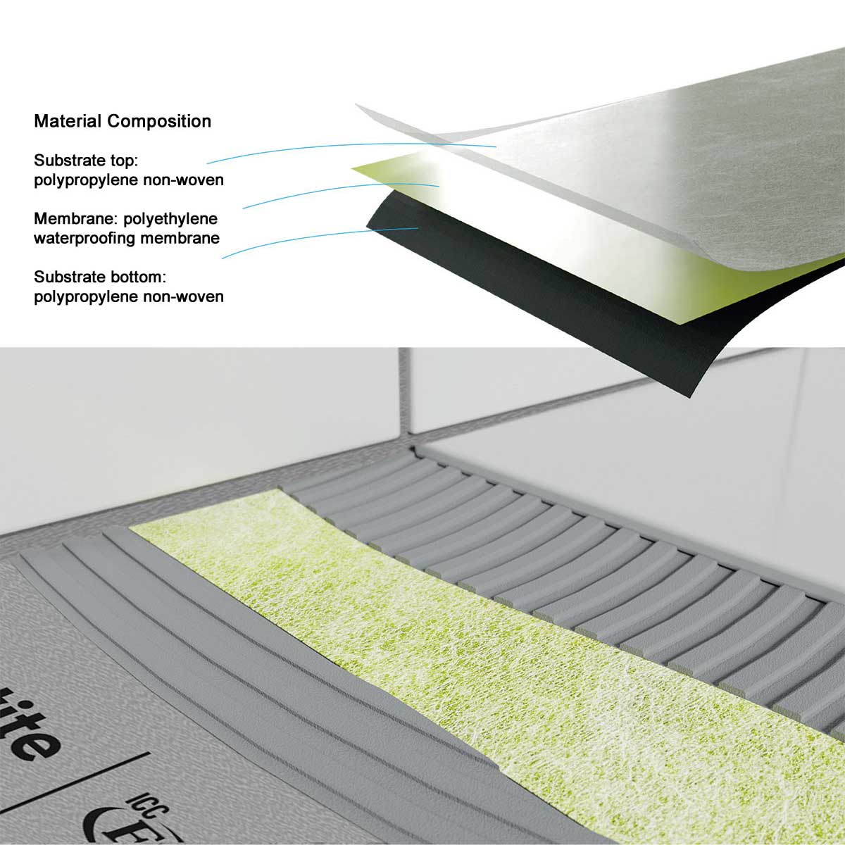 Composeal Gold PE membrane for tile and stone flooring