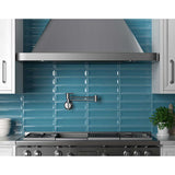 Blue Waterfall Glaze Ceramic Tile installed in kitchen above stove