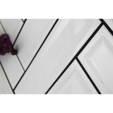 White Glossy Ceramic Groove Wall Tile with Waterfall Glaze Finish close up
