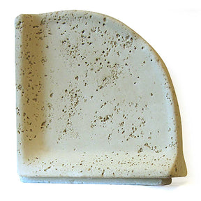 Travertine caddy large corner shelf round in ivory natural stone for shower and bathroom storage.