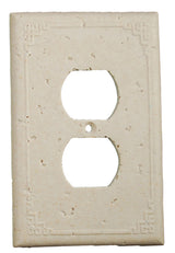 Deco Electrical Plates Double Plug Geometric Ivory