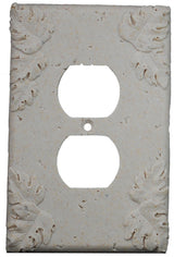 Deco Electrical Plates Double Plug Leaf Ivory