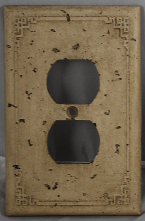 Deco Electrical Plates Double Plug Geometric Noce