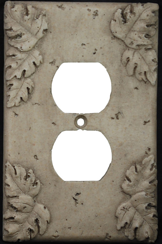 Deco Electrical Plates Double Plug Leaf Noce