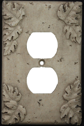 Deco Electrical Plates Double Plug Leaf Noce