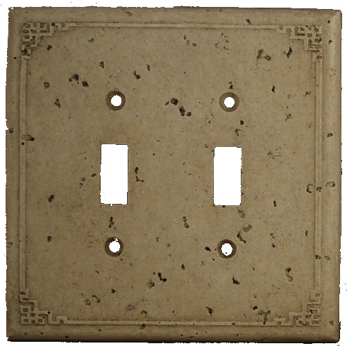 Deco Electrical Plates Double Switch Geometric Noce