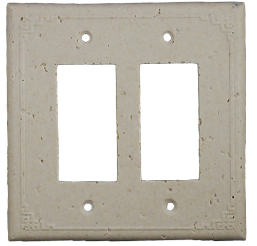 Deco Electrical Plates Double Toggle Geometric Ivory