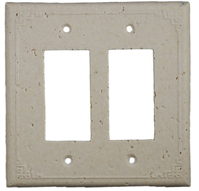 Deco Electrical Plates Double Toggle Geometric Ivory