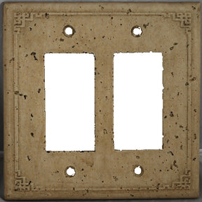 Deco Electrical Plates Double Toggle Geometric Noce