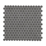 Mosaic Handmade Porcelain Penny Round - Dark Grey Matte