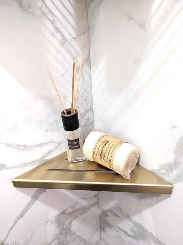 SereneDrains Triangle Shelf Stainless Steel - Satin Gold 9