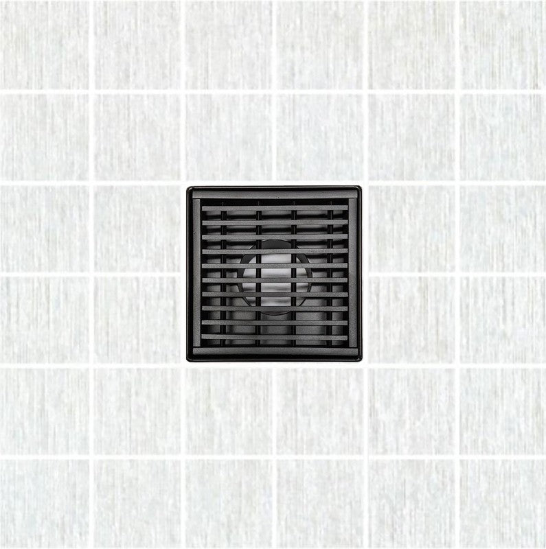 SereneDrains Square Shower Drain Linear Wedge 4 Matte Black
