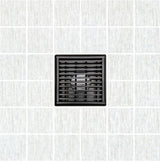 SereneDrains Square Shower Drain Linear Wedge 4 Matte Black