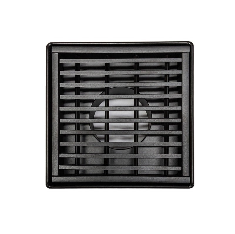 SereneDrains Square Shower Drain Linear Wedge 4 Matte Black