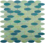 Mosaic Glass Tile Oval Shape - Mixed Green