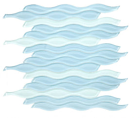 Mosaic Glass Tile Surface Waves - Sapphire
