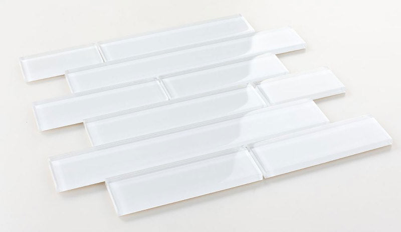 Mosaic Linear Glass Tiles Casale White Shining 2 x 6