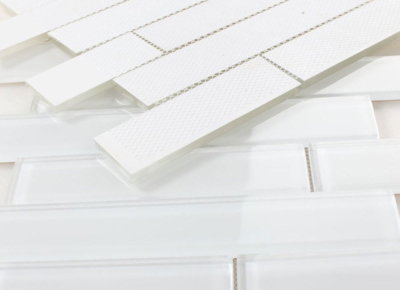 Mosaic Linear Glass Tiles Casale White Shining 2 x 6