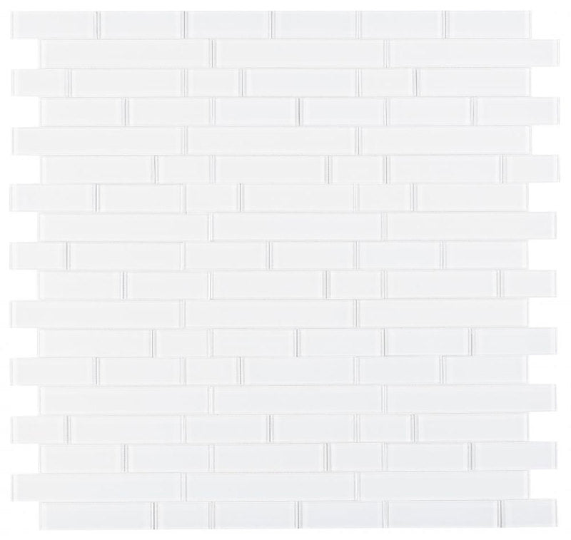 Mosaic Linear Glass Tiles Casale White Shining 2 x 6