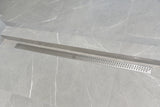 SereneDrains Linear Shower Drain Offset Outlet Ocean Wave - Brushed 47