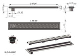 SereneDrains Linear Shower Drain Offset Outlet Ocean Wave - Brushed 47