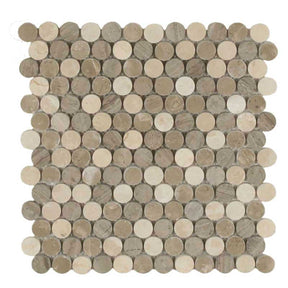 Clay Blend polished marble mosaic tile in Grigio Graystone and Botticino colors